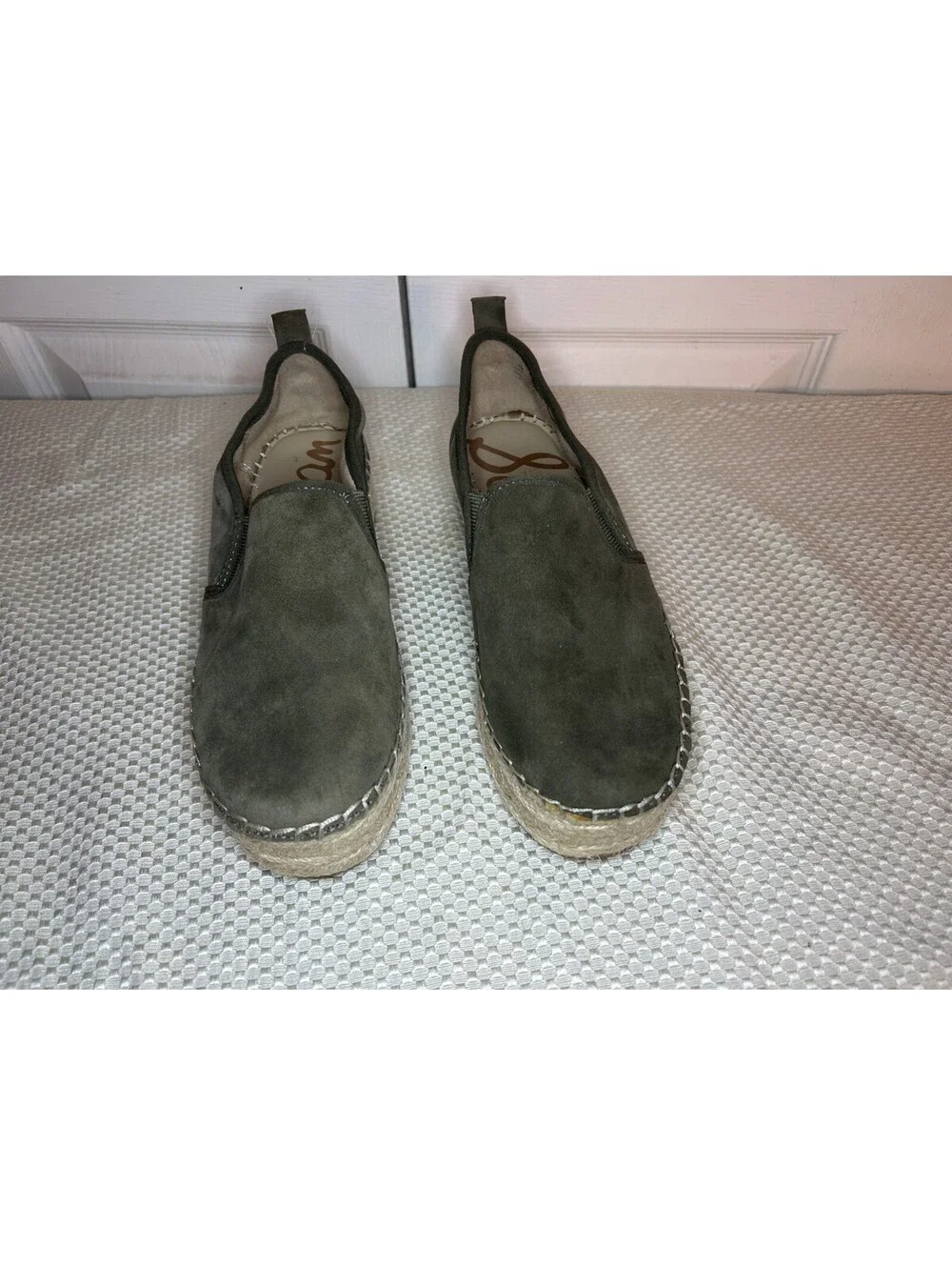 Sam Edelman Suede Espadrilles Olive Green Size 6 M Excellent Condition No Box